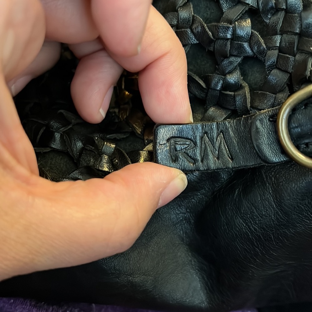 ๐๐RITA MERLINI WOVEN BAG BLACK GOLD LARGE HANDBAG MADE IN ITALY BASKET WEAVE - Picture 11 of 17